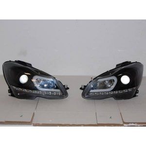 FAROS DELANTEROS LUZ DE DIA MERCEDES W204 2011-2013 BLACK INTERM. LED