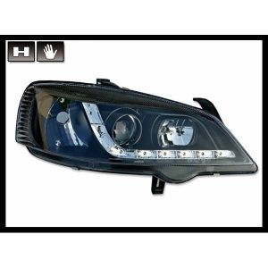 FAROS DELANTEROS LUZ DE DIA OPEL ASTRA G, FONDO EN NEGRO
