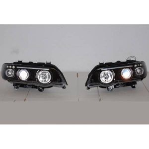 FAROS DELANTEROS OJOS DE ANGEL BMW X5 '01 BLACK