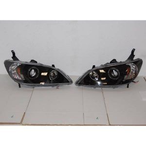 FAROS DELANTEROS OJOS DE ANGEL HONDA CIVIC '04 4P BLACK
