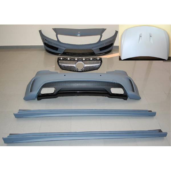KIT DE CARROCERÍA MERCEDES W176 A45 2012-2015 LOOK AMG SENSOR PARRILLA CAPÓ