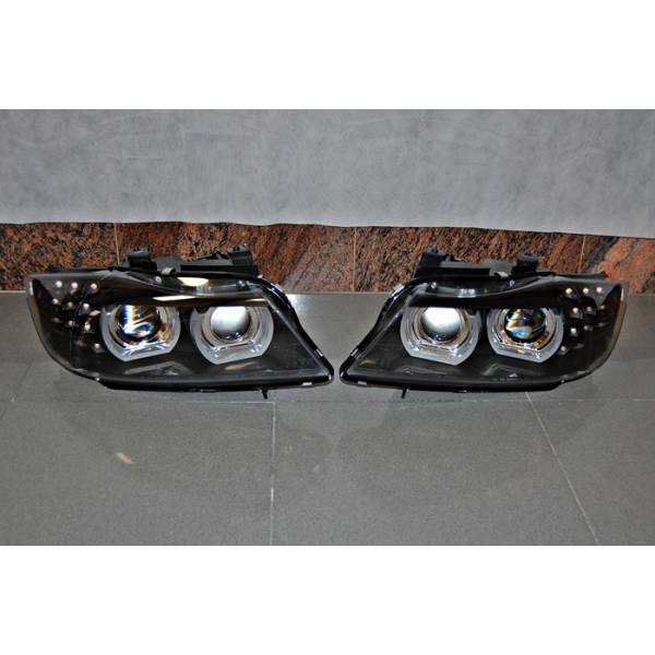FAROS DELANTEROS LUZ DE DIA BMW E90 '09-11 XENON DRL BLACK - Imagen 2