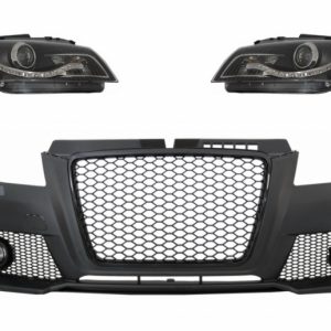 PARAGOLPES DELANTERO CON LUCES ANTINIEBLA ADECUADAS PARA AUDI A3 8P 8PA FACELIP RS3 DESIGN (2009-2012) Y FAROS DRL OPTIC BLACK