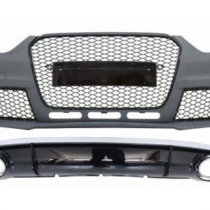 PARAGOLPES DELANTERO CON SOPORTADOR DE PARAGOLPES TRASERO DIFUSOR Y PUNTAS DE ESCAPE ADECUADOS PARA AUDI A4 B8 FACELIFT (2012-2015) LIMUSINE AVANT RS4 DESIGN