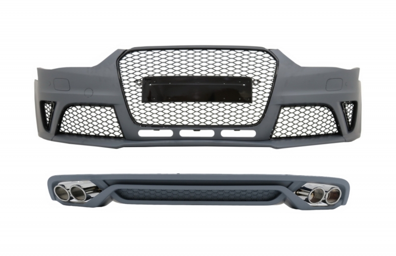 PARAGOLPES DELANTERO CON DIFUSOR TRASERO Y CONSEJOS PARA SILENCIADORES DE ESCAPE ADECUADOS PARA AUDI A4 B8 SEDAN FACELIFT (2012-2015) DISEÑO RS4