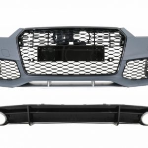 PARAGOLPES DELANTERO CON DIFUSOR TRASERO CONSEJOS NEGROS Y DE ESCAPE ADECUADOS PARA AUDI A7 4G FACELIFT (2015-2018) RS7 DISEÑO SÓLO S-LINE