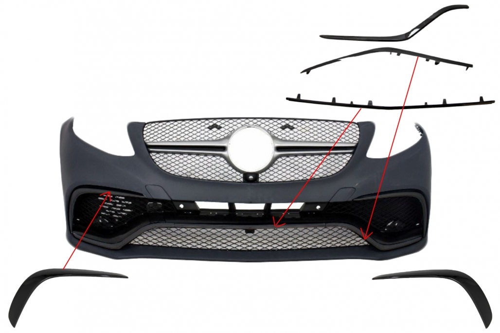 SPOILER DELANTERO SPLITTER FLAPS FLICS APTO PARA MERCEDES GLE COUPE C292 (2015-2018) PIANO BLACK - Imagen 2