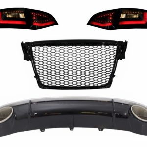 DIFUSOR TRASERO Y PUNTAS DE ESCAPE CON LA REJILLA CENTRAL Y LAS LUCES TRASERAS LED ADECUADAS PARA AUDI A4 B8 AVANT AVANT FACELIFT (2007-2011)