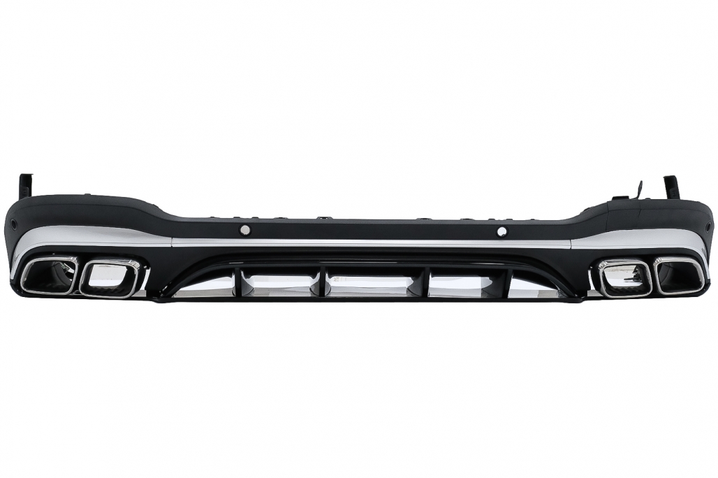 DIFUSOR TRASERO CON PUNTAS DE SILENCIADOR DE ESCAPE PLATEADO ADECUADO PARA MERCEDES GLC SUV X253 FACELIFT (2020-UP) GLC63 DESIGN