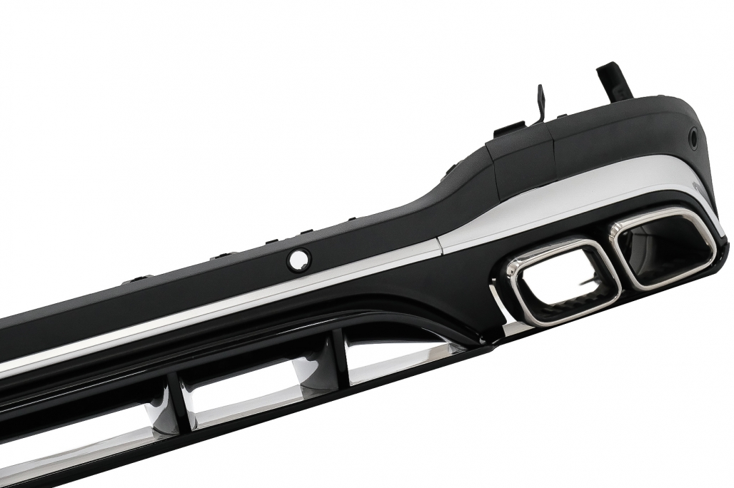 DIFUSOR TRASERO CON PUNTAS DE SILENCIADOR DE ESCAPE PLATEADO ADECUADO PARA MERCEDES GLC SUV X253 FACELIFT (2020-UP) GLC63 DESIGN - Imagen 2