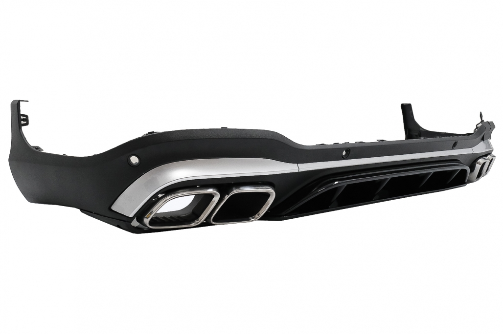 DIFUSOR TRASERO CON PUNTAS DE SILENCIADOR DE ESCAPE PLATEADO ADECUADO PARA MERCEDES GLC SUV X253 FACELIFT (2020-UP) GLC63 DESIGN - Imagen 3