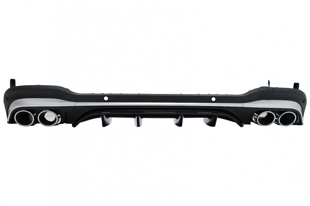 DIFUSOR TRASERO CON PUNTAS DE SILENCIADOR DE ESCAPE PLATEADO ADECUADO PARA MERCEDES GLC SUV X253 FACELIFT (2020-) GLC43 DESIGN