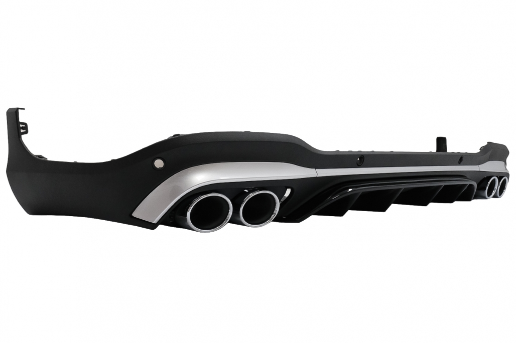 DIFUSOR TRASERO CON PUNTAS DE SILENCIADOR DE ESCAPE PLATEADO ADECUADO PARA MERCEDES GLC SUV X253 FACELIFT (2020-) GLC43 DESIGN - Imagen 2