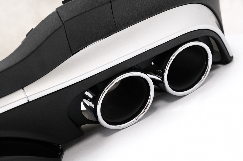 DIFUSOR TRASERO CON PUNTAS DE SILENCIADOR DE ESCAPE PLATEADO ADECUADO PARA MERCEDES GLC SUV X253 FACELIFT (2020-) GLC43 DESIGN - Imagen 3
