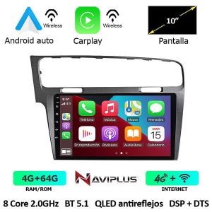 Pantalla Multimedia Volkswagen Golf VII 10" QLED antireflejos Plata
