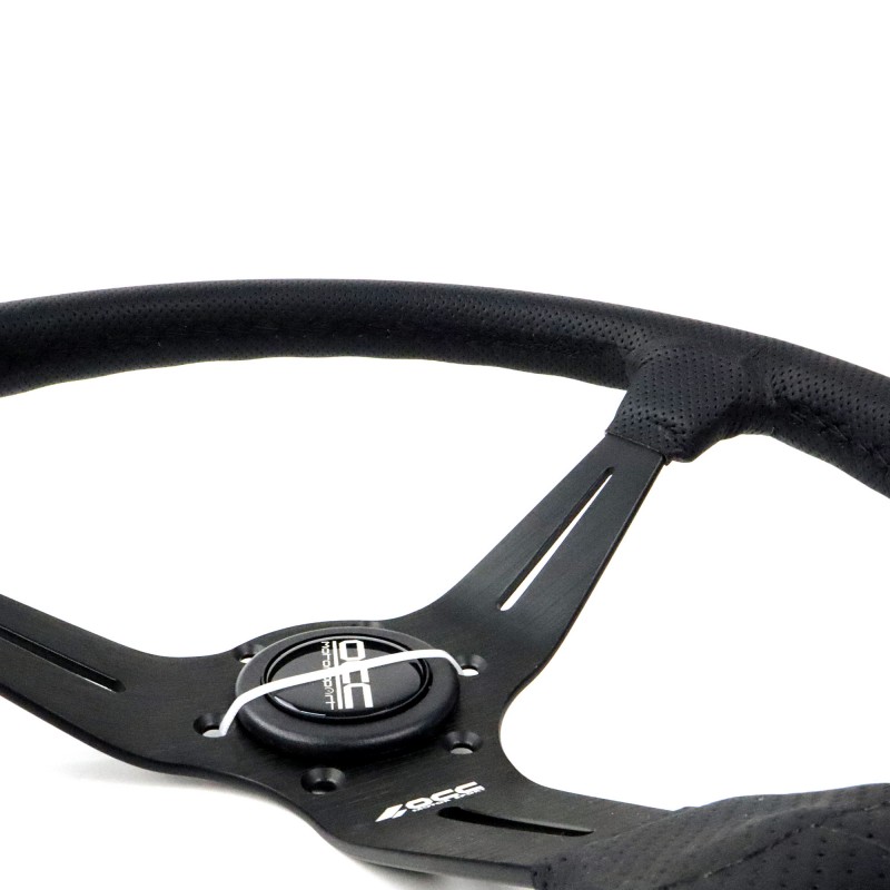 VOLANTE DESPLAZADO MOD. CLASSIC PIEL PERFORADA BRAZOS NEGROS OCC MOTORSPORT - Imagen 2