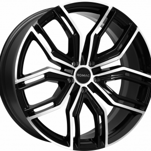 4 LLANTAS ROMAC CATALINA EN 22 PULGADAS CON ACABADO GLOSS BLACK W/ POLISHED FACE