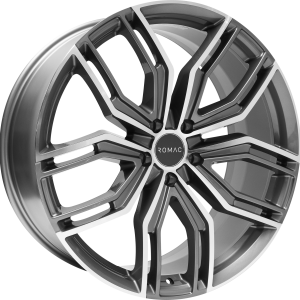 4 LLANTAS ROMAC CATALINA EN 22 PULGADAS CON ACABADO GLOSS GREY W/ POLISHED FACE
