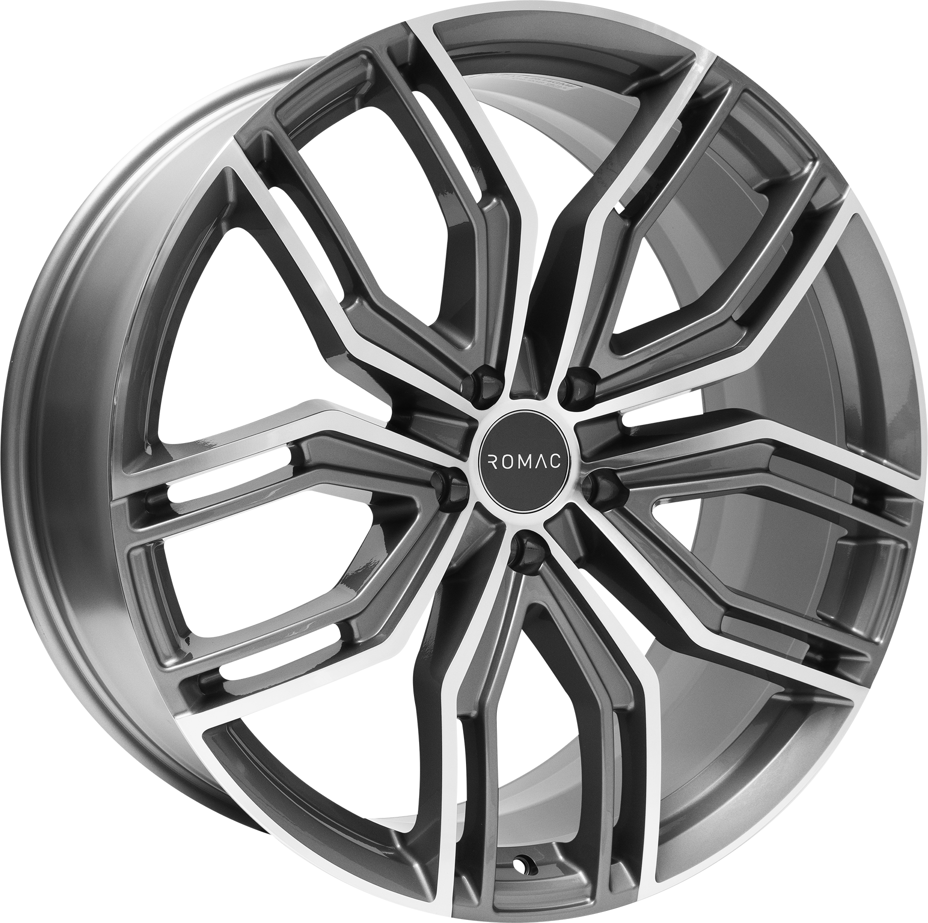 4 LLANTAS ROMAC CATALINA EN 22 PULGADAS CON ACABADO GLOSS GREY W/ POLISHED FACE