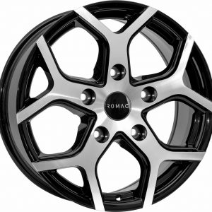 4 LLANTAS ROMAC COBRA EN 16 PULGADAS CON ACABADO GLOSS BLACK W/ POLISHED FACE