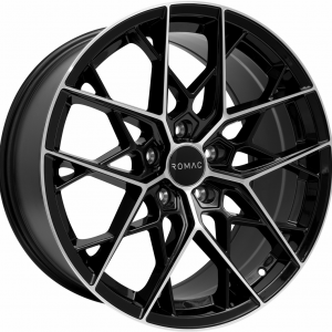 4 LLANTAS ROMAC VORTEX EN 22 PULGADAS CON ACABADO GLOSS BLACK W/ POLISHED FACE