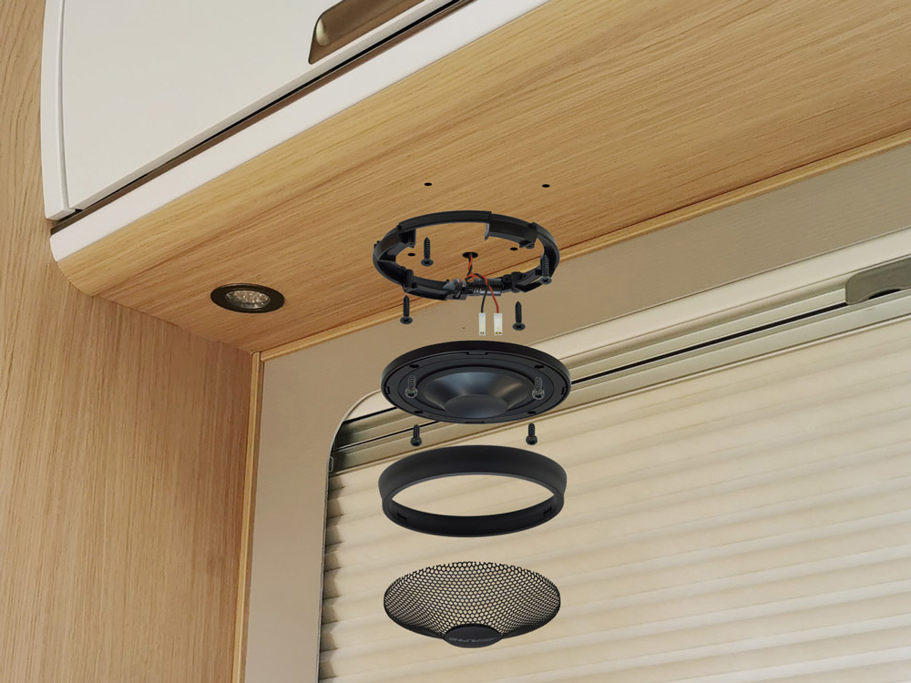 Altavoces radiales universales 12cm para cabinas traseras de autocaravanas/campers. Potencia máxima de 180W, 45W RMS, 45 mm de altura. SPC-R100S - Imagen 3