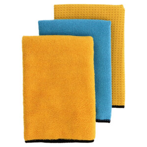 Pack 3 Paños Detailing Billionaire Kit 1 Paño Microfibra 360 GSM 1 Bayeta de Secado y 1 Bayeta Especial Cristales Ideal para el Cuidado y Limpieza de Vehículos 40 x 40 cm
