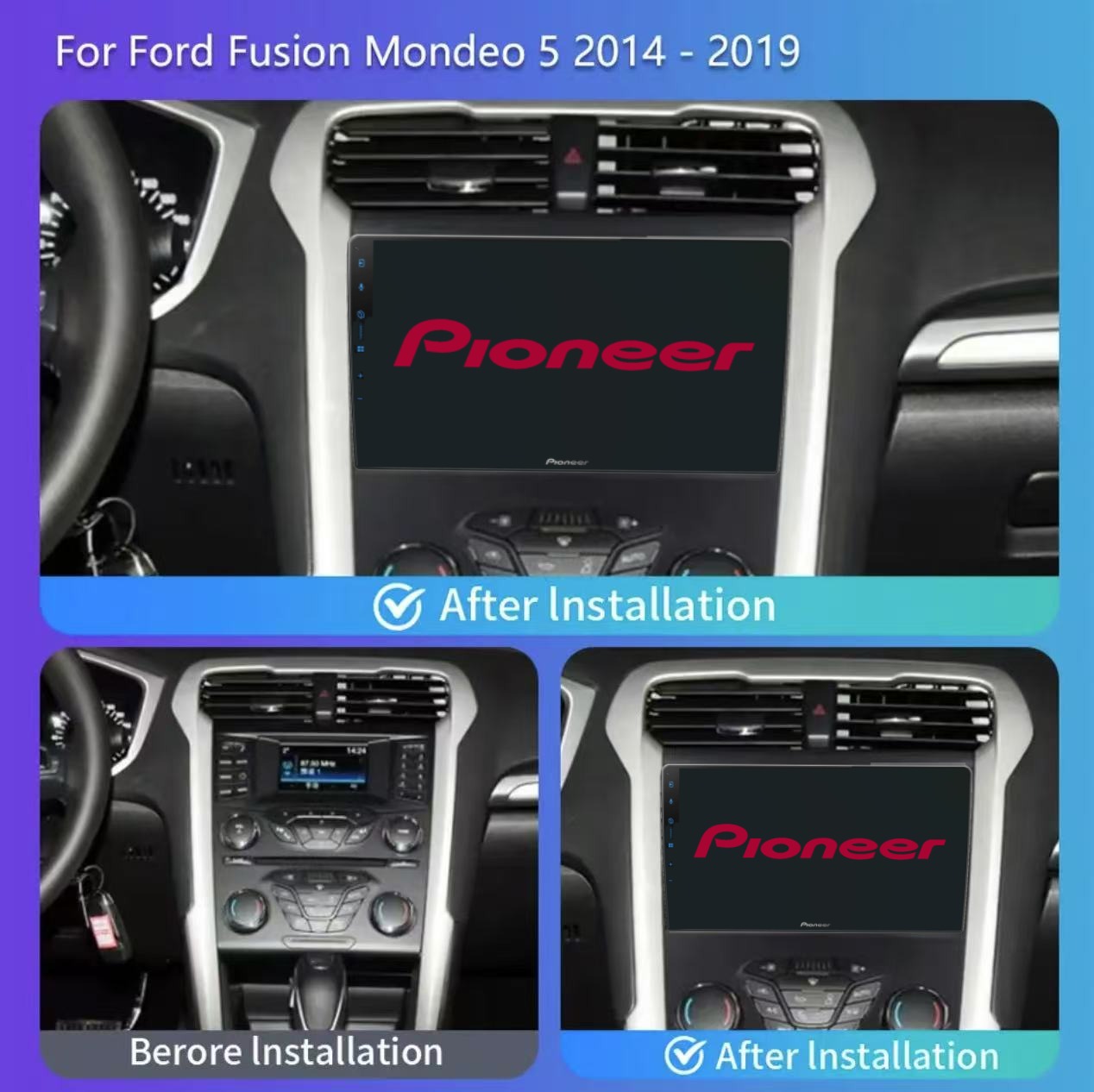 Pioneer SPH-PF97BT 9´´ para Ford Mondeo. Apple CarPlay®, Android Auto™ ambos inalámbrico y cable. - Imagen 2