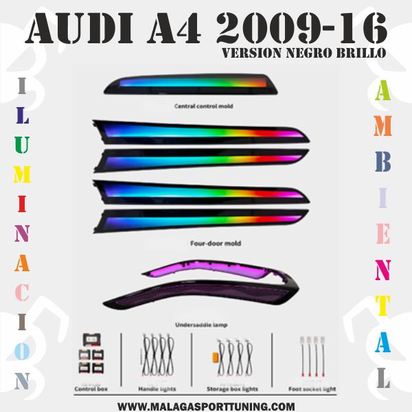 AUDI A4 2009-2016 VER. NEGRO BRILLO ILUMINACION AMBIENTAL DINAMICA - Imagen 2