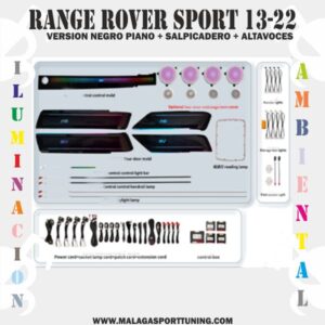 RANGE ROVER SPORT 13-22 Ver NEGRO PIANO + SALPICADERO + ALTAVOCES ILUMINACION AMBIENTAL DINAMICA