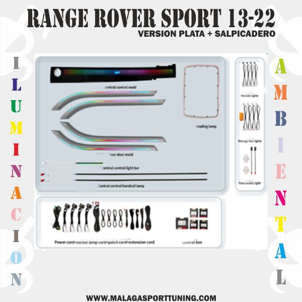 RANGE ROVER SPORT 13-22 Ver PLATA + SALPICADERO ILUMINACION AMBIENTAL DINAMICA