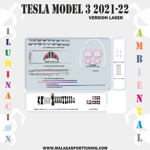 TESLA MOLDEL 3 2021-22 Ver LASER ILUMINACION AMBIENTAL DINAMICA