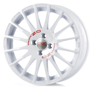 4 LLANTAS OZ SUPERTURISMO WRC 14 PULGADAS RACE WHITE RED LETTERING