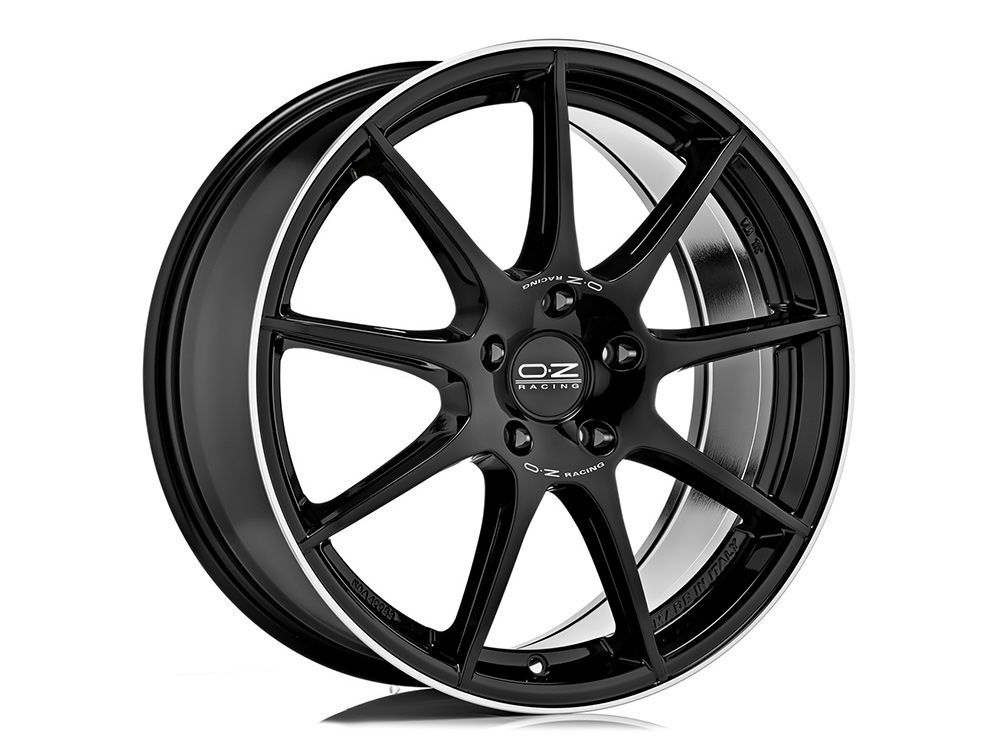 4 LLANTAS OZ VELOCE GT 18 PULGADAS GLOSS BLACK+DIAMOND LIP+SILVER LETTERING