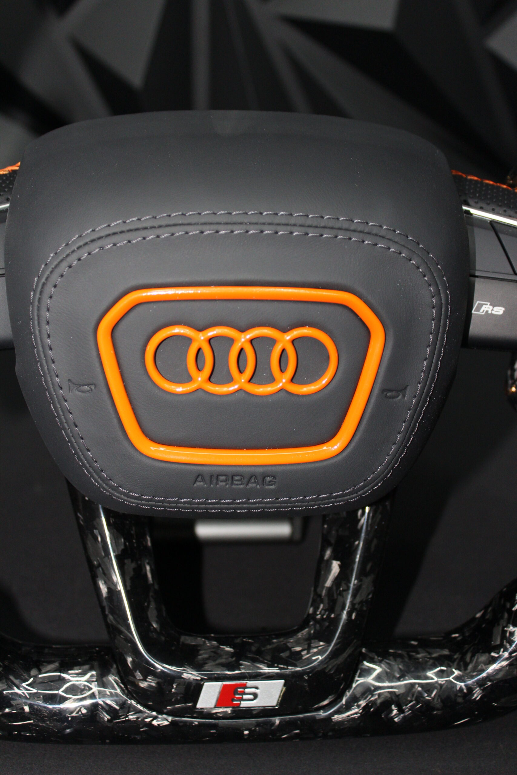 Volante AUDI CARBONO FORJADA+NARANJA+CUERO - Imagen 3