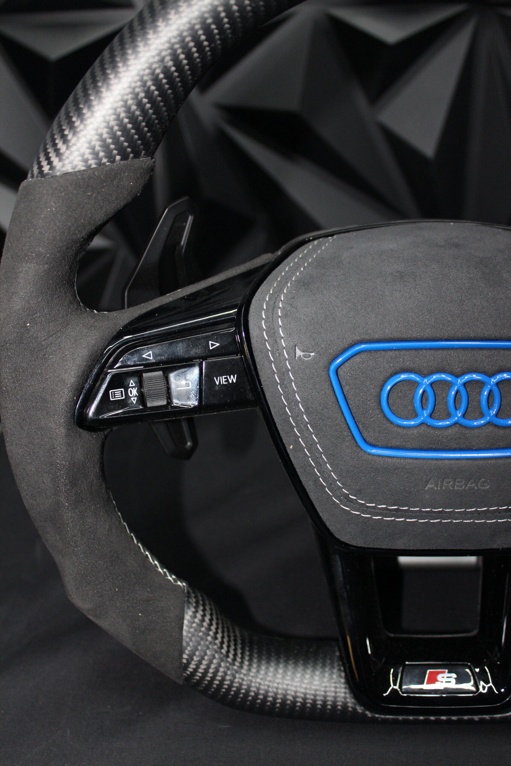Volante AUDI CUERO MATE+ALCANTARA+AZUL - Imagen 2