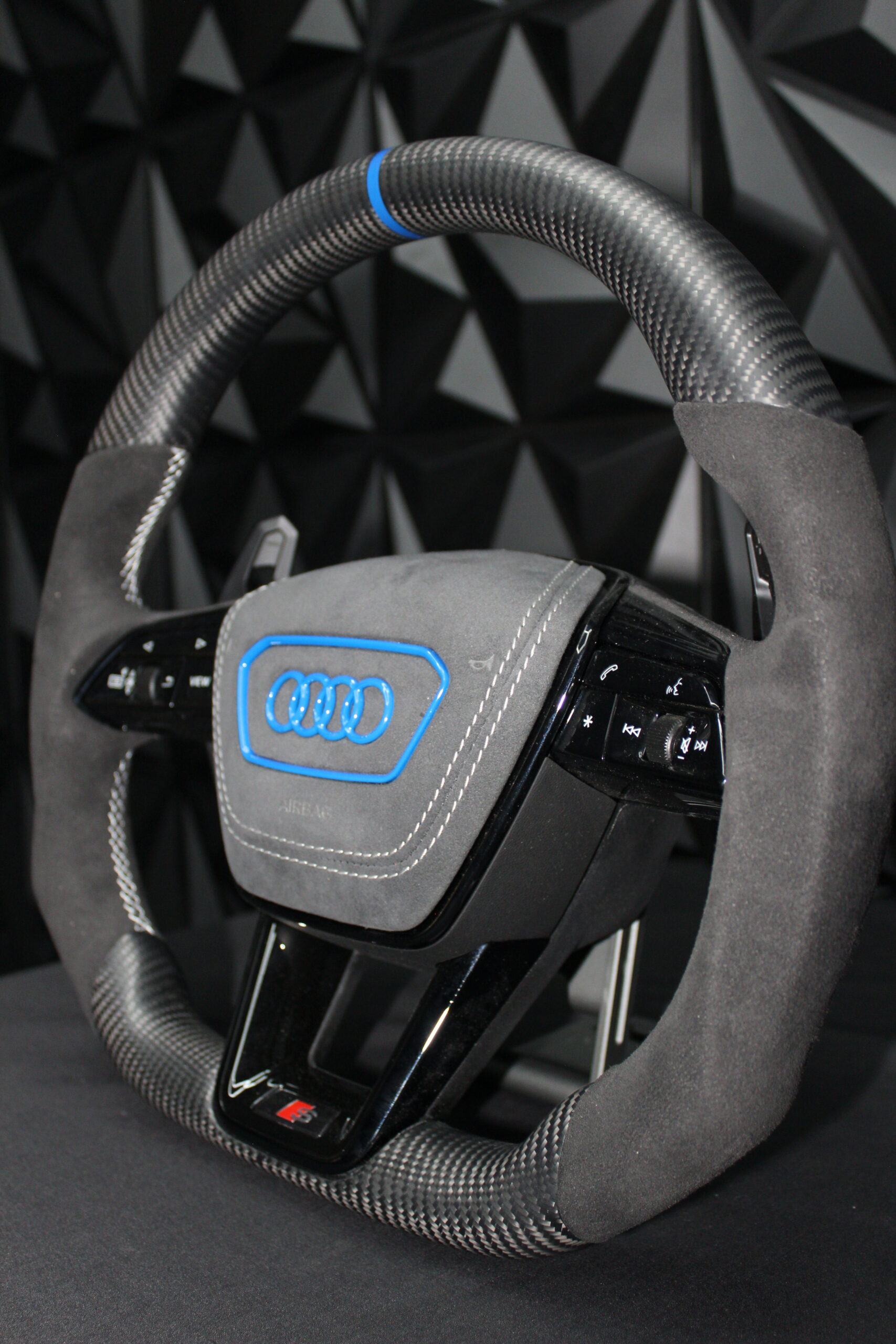 Volante AUDI CUERO MATE+ALCANTARA+AZUL - Imagen 5