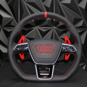 Volante AUDI CUERO NEGRO+ROJO